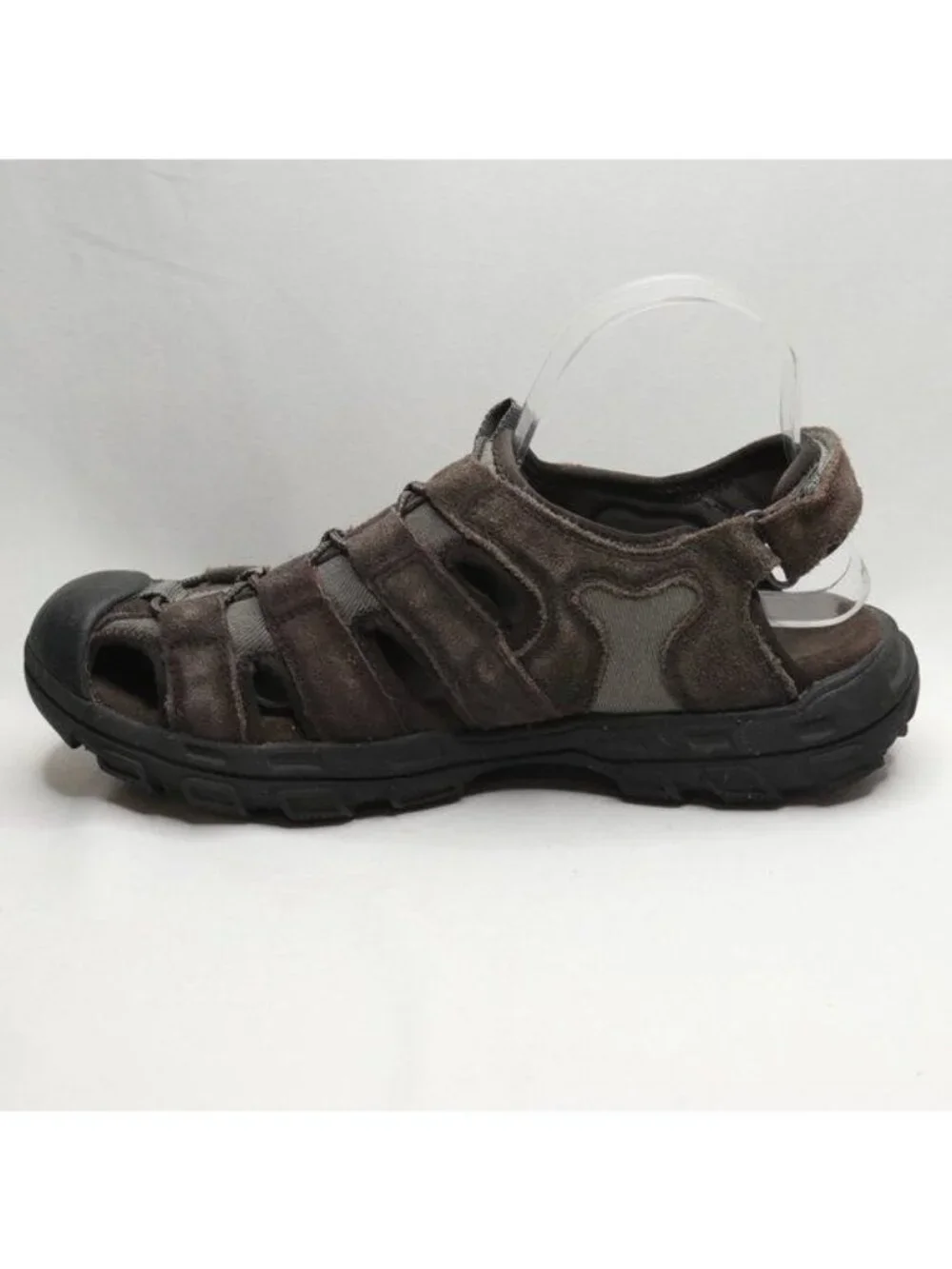 Skechers Selmo Men's Size 10 Brown Black Leather Slip On Fisherman Sandals